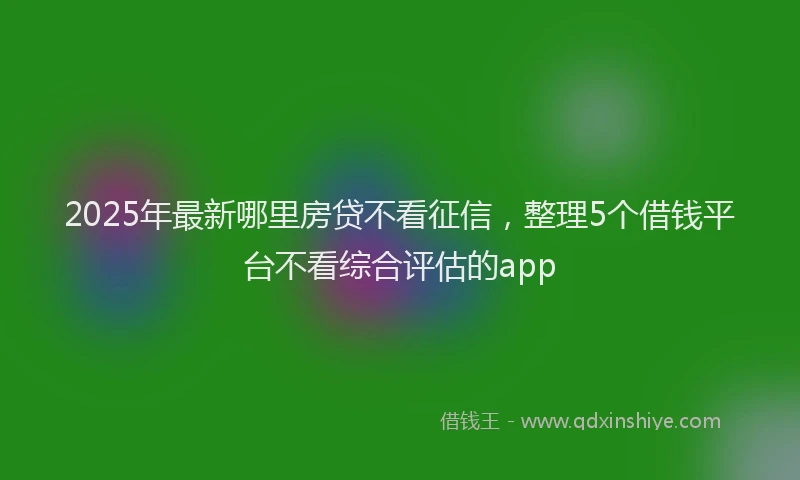 2025年最新哪里房贷不看征信，整理5个借钱平台不看综合评估的app