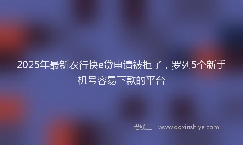 2025年最新农行快e贷申请被拒了，罗列5个新手机号容易下款的平台