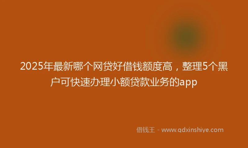 2025年最新哪个网贷好借钱额度高，整理5个黑户可快速办理小额贷款业务的app