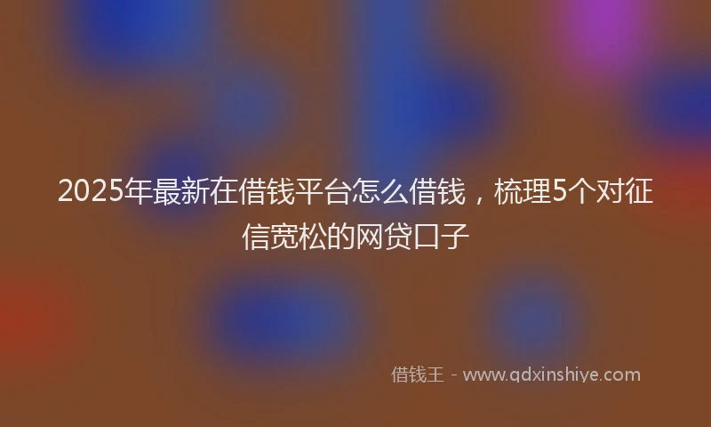 2025年最新在借钱平台怎么借钱，梳理5个对征信宽松的网贷口子