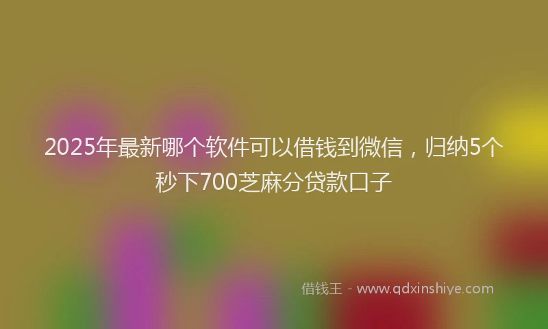 2025年最新哪个软件可以借钱到微信，归纳5个秒下700芝麻分贷款口子