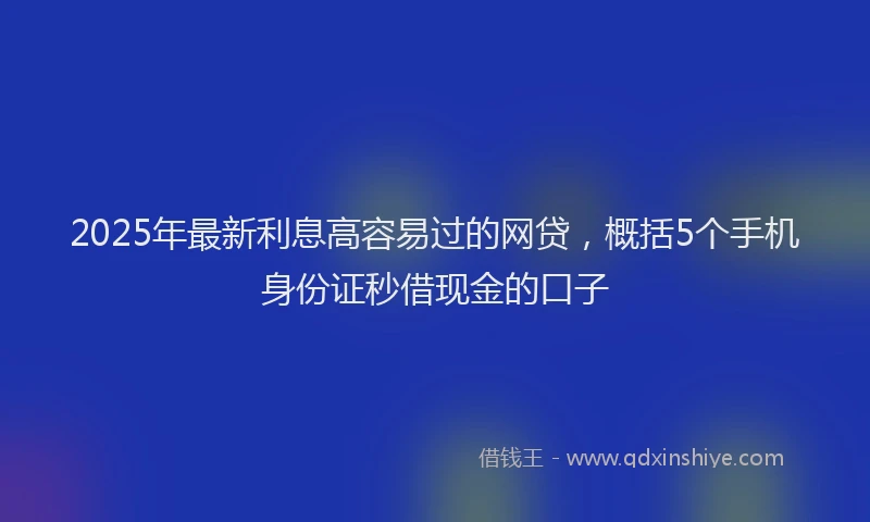 2025年最新利息高容易过的网贷，概括5个手机身份证秒借现金的口子