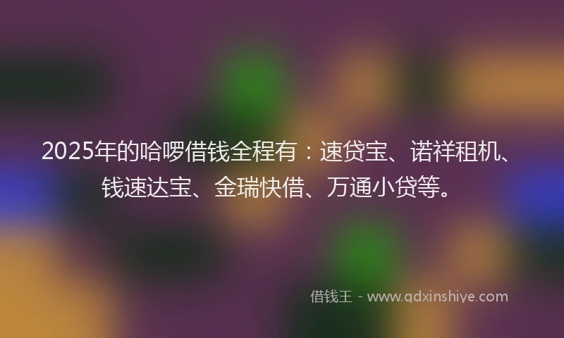 2025年的哈啰借钱全程有：速贷宝、诺祥租机、钱速达宝、金瑞快借、万通小贷等。
