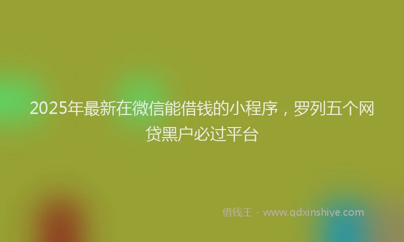 2025年最新在微信能借钱的小程序，罗列五个网贷黑户必过平台