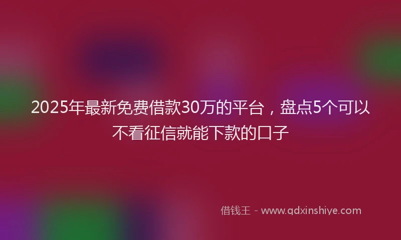 2025年最新免费借款30万的平台，盘点5个可以不看征信就能下款的口子