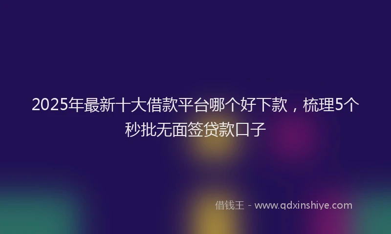 2025年最新十大借款平台哪个好下款，梳理5个秒批无面签贷款口子