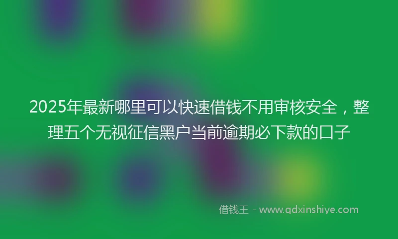 2025年最新哪里可以快速借钱不用审核安全，整理五个无视征信黑户当前逾期必下款的口子