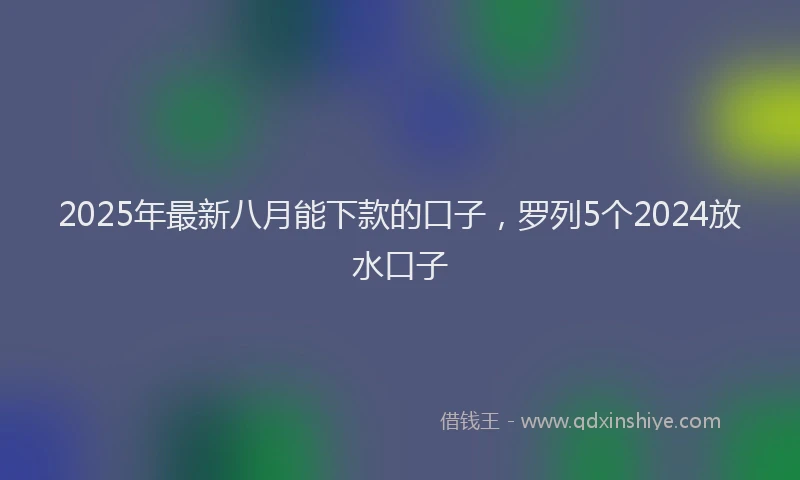 2025年最新八月能下款的口子，罗列5个2024放水口子