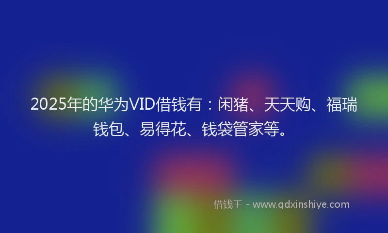 2025年的华为VID借钱有：闲猪、天天购、福瑞钱包、易得花、钱袋管家等。