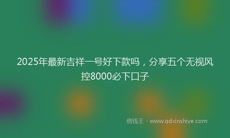 2025年最新吉祥一号好下款吗，分享五个无视风控8000必下口子