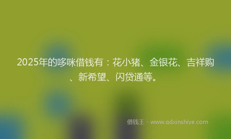 2025年的哆咪借钱有：花小猪、金银花、吉祥购、新希望、闪贷通等。