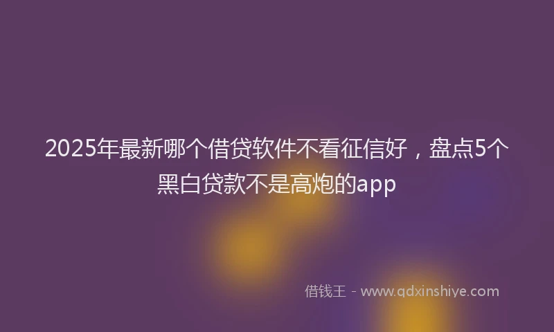 2025年最新哪个借贷软件不看征信好，盘点5个黑白贷款不是高炮的app