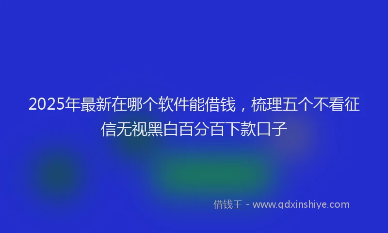 2025年最新在哪个软件能借钱，梳理五个不看征信无视黑白百分百下款口子