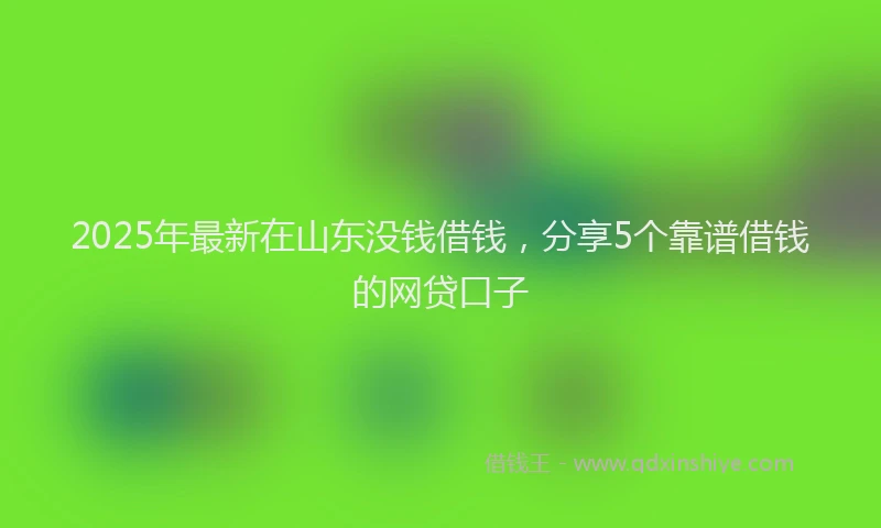 2025年最新在山东没钱借钱，分享5个靠谱借钱的网贷口子