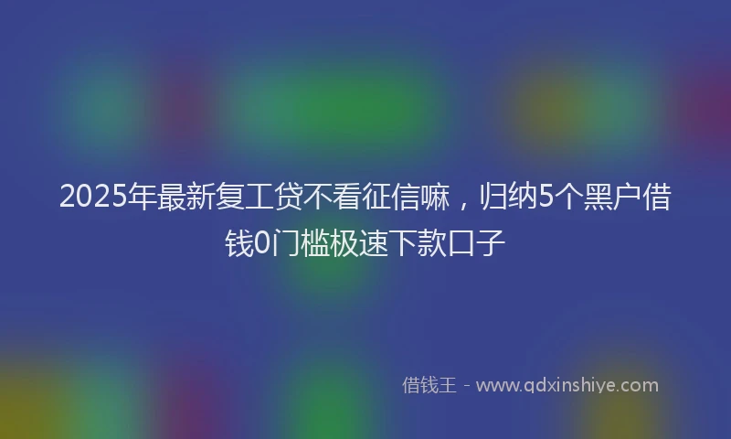 2025年最新复工贷不看征信嘛，归纳5个黑户借钱0门槛极速下款口子