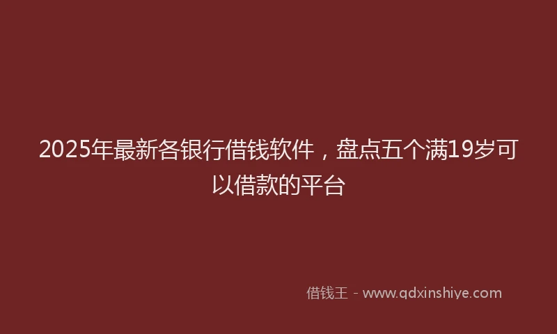 2025年最新各银行借钱软件，盘点五个满19岁可以借款的平台