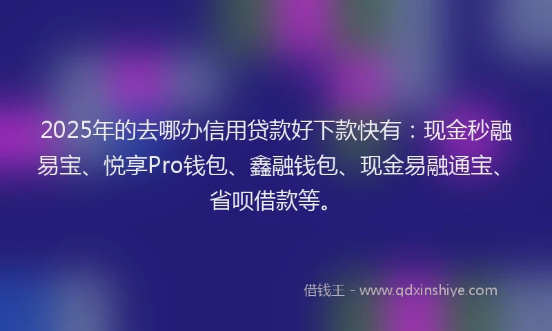 2025年的去哪办信用贷款好下款快有：现金秒融易宝、悦享Pro钱包、鑫融钱包、现金易融通宝、省呗借款等。