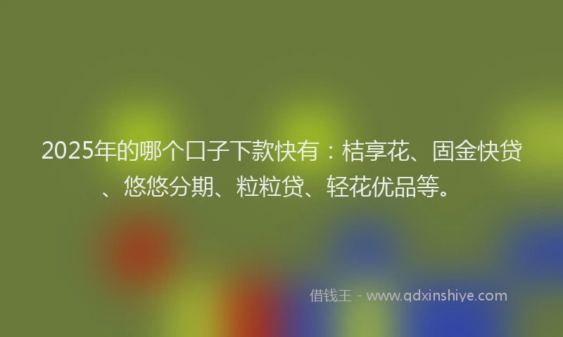 2025年的哪个口子下款快有：桔享花、固金快贷、悠悠分期、粒粒贷、轻花优品等。