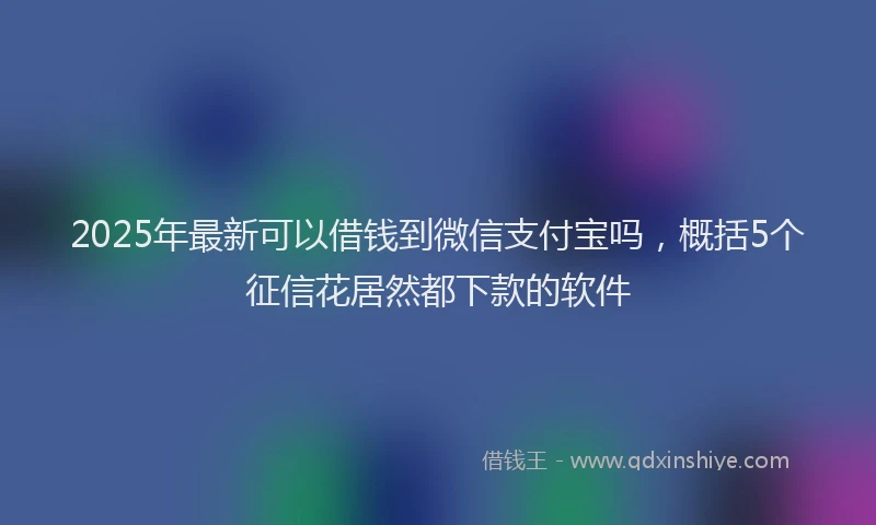 2025年最新可以借钱到微信支付宝吗，概括5个征信花居然都下款的软件
