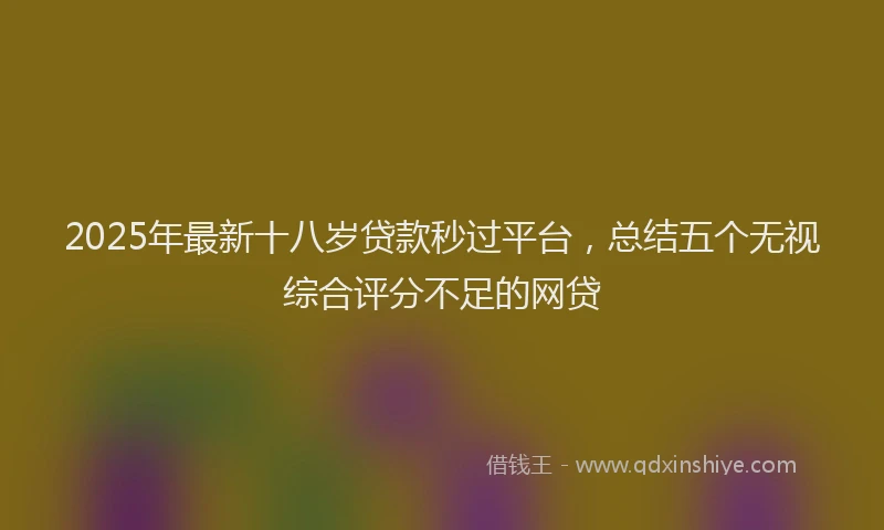2025年最新十八岁贷款秒过平台，总结五个无视综合评分不足的网贷