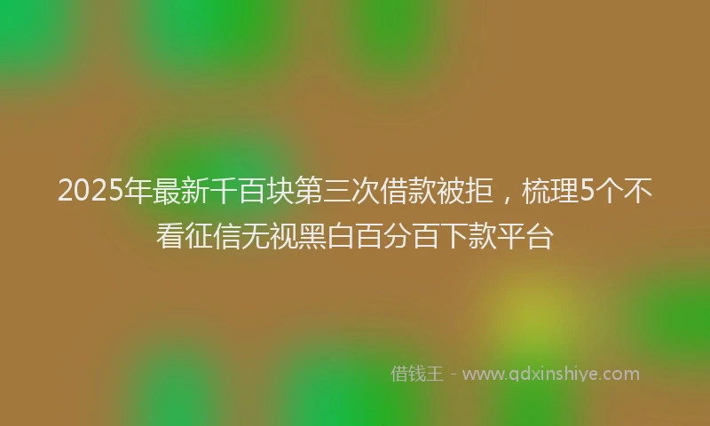 2025年最新千百块第三次借款被拒，梳理5个不看征信无视黑白百分百下款平台