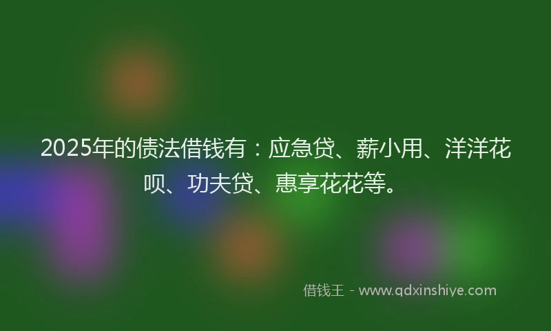 2025年的债法借钱有：应急贷、薪小用、洋洋花呗、功夫贷、惠享花花等。
