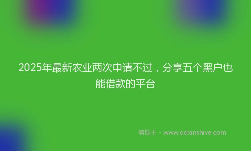 2025年最新农业两次申请不过，分享五个黑户也能借款的平台