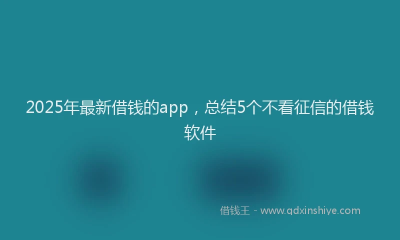 2025年最新借钱的app，总结5个不看征信的借钱软件