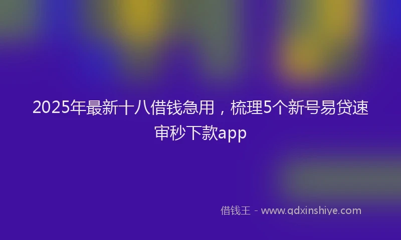2025年最新十八借钱急用，梳理5个新号易贷速审秒下款app