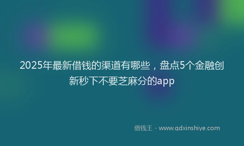 2025年最新借钱的渠道有哪些，盘点5个金融创新秒下不要芝麻分的app
