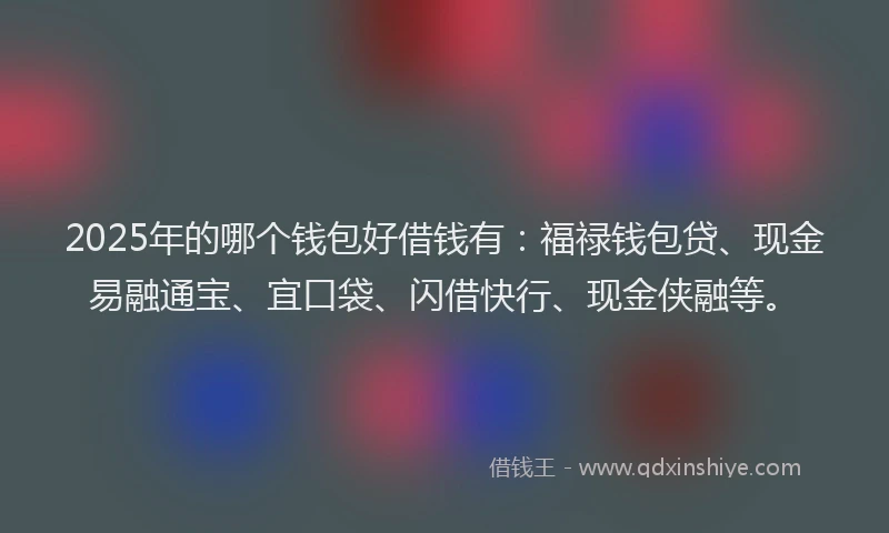 2025年的哪个钱包好借钱有：福禄钱包贷、现金易融通宝、宜口袋、闪借快行、现金侠融等。