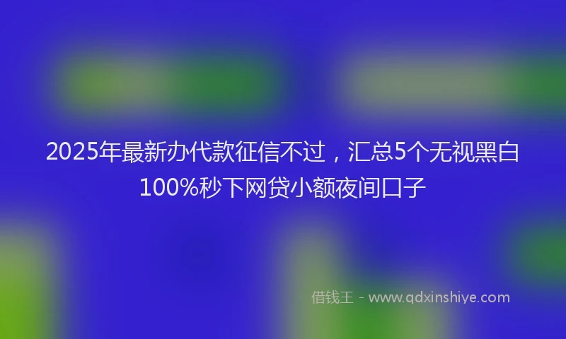2025年最新办代款征信不过，汇总5个无视黑白100%秒下网贷小额夜间口子