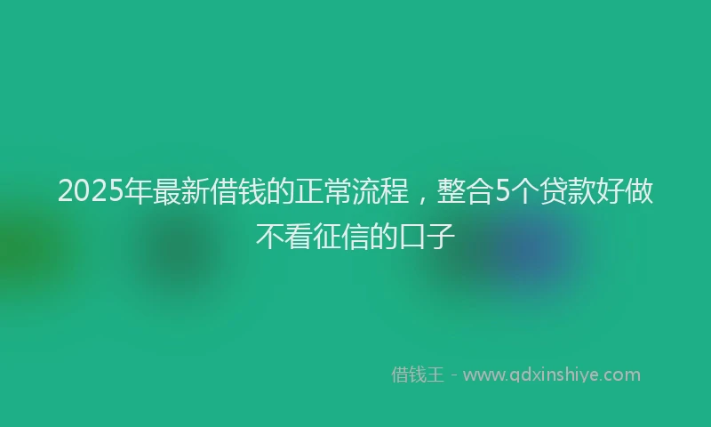 2025年最新借钱的正常流程，整合5个贷款好做不看征信的口子