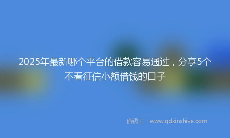 2025年最新哪个平台的借款容易通过，分享5个不看征信小额借钱的口子