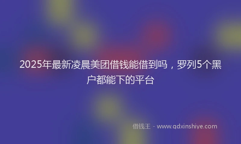 2025年最新凌晨美团借钱能借到吗，罗列5个黑户都能下的平台