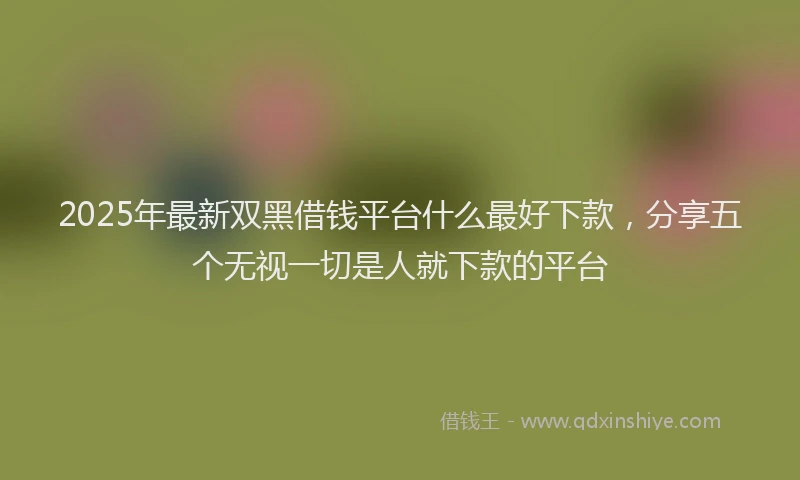 2025年最新双黑借钱平台什么最好下款，分享五个无视一切是人就下款的平台
