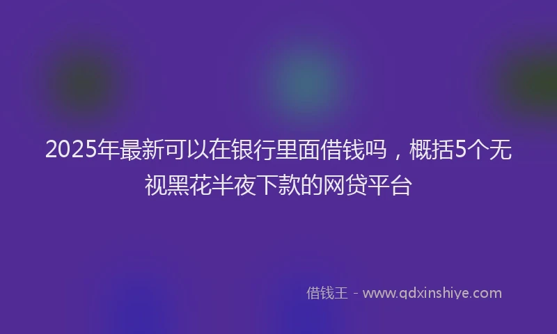 2025年最新可以在银行里面借钱吗，概括5个无视黑花半夜下款的网贷平台