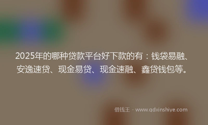 2025年的哪种贷款平台好下款的有：钱袋易融、安逸速贷、现金易贷、现金速融、鑫贷钱包等。