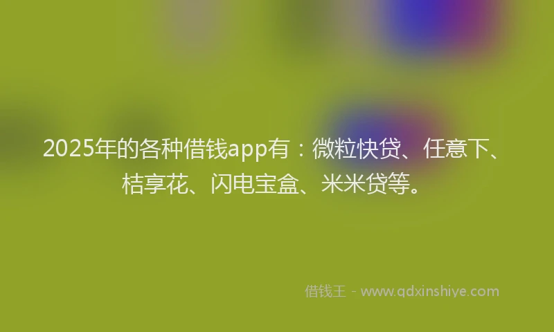 2025年的各种借钱app有：微粒快贷、任意下、桔享花、闪电宝盒、米米贷等。