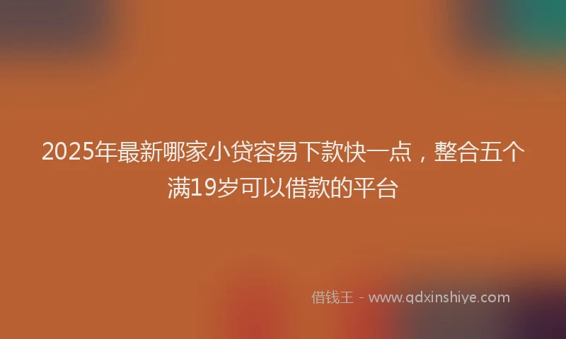 2025年最新哪家小贷容易下款快一点，整合五个满19岁可以借款的平台