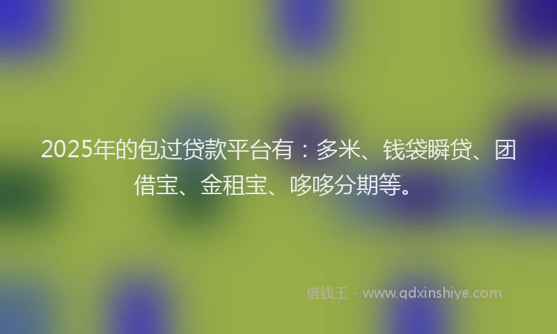 2025年的包过贷款平台有：多米、钱袋瞬贷、团借宝、金租宝、哆哆分期等。