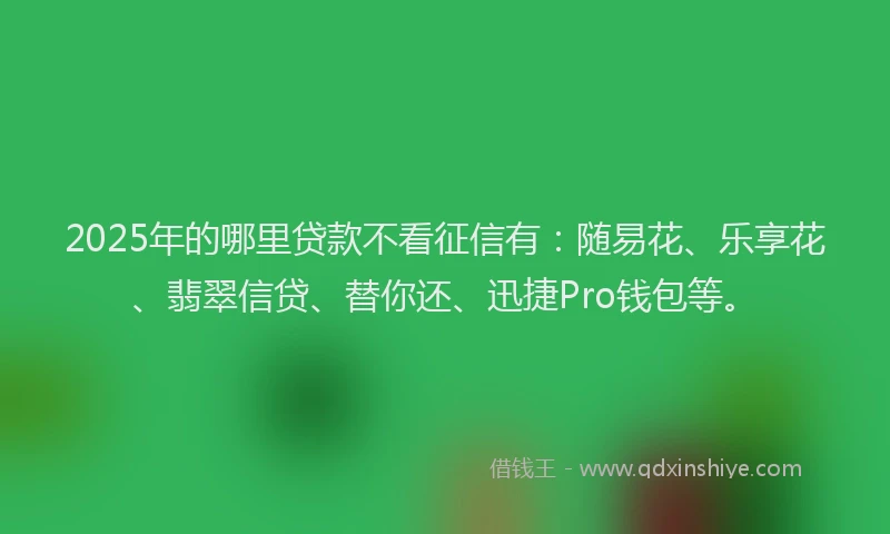 2025年的哪里贷款不看征信有：随易花、乐享花、翡翠信贷、替你还、迅捷Pro钱包等。
