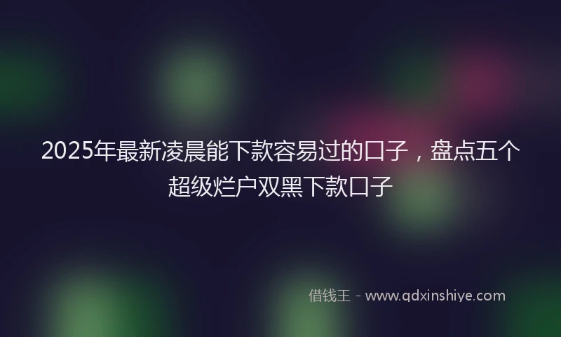 2025年最新凌晨能下款容易过的口子，盘点五个超级烂户双黑下款口子