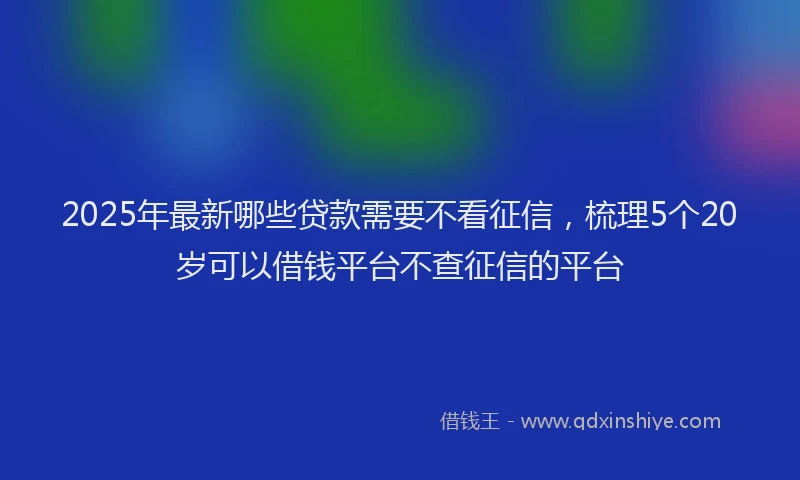 2025年最新哪些贷款需要不看征信，梳理5个20岁可以借钱平台不查征信的平台