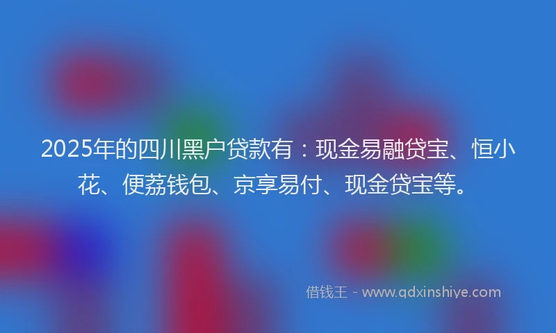 2025年的四川黑户贷款有：现金易融贷宝、恒小花、便荔钱包、京享易付、现金贷宝等。