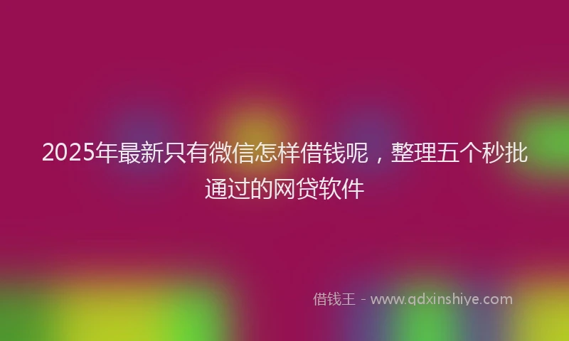 2025年最新只有微信怎样借钱呢，整理五个秒批通过的网贷软件