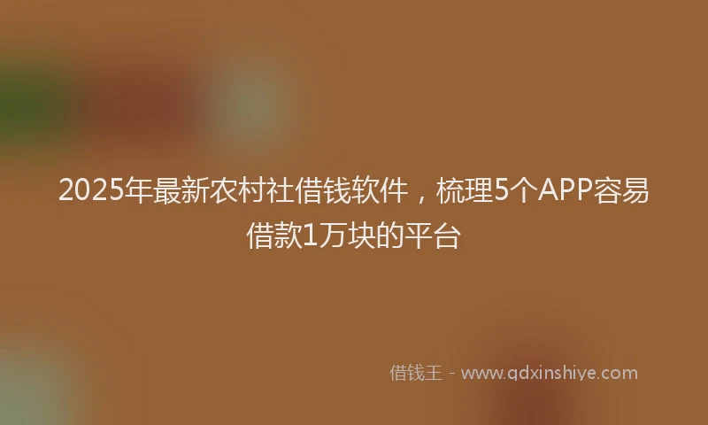 2025年最新农村社借钱软件，梳理5个APP容易借款1万块的平台