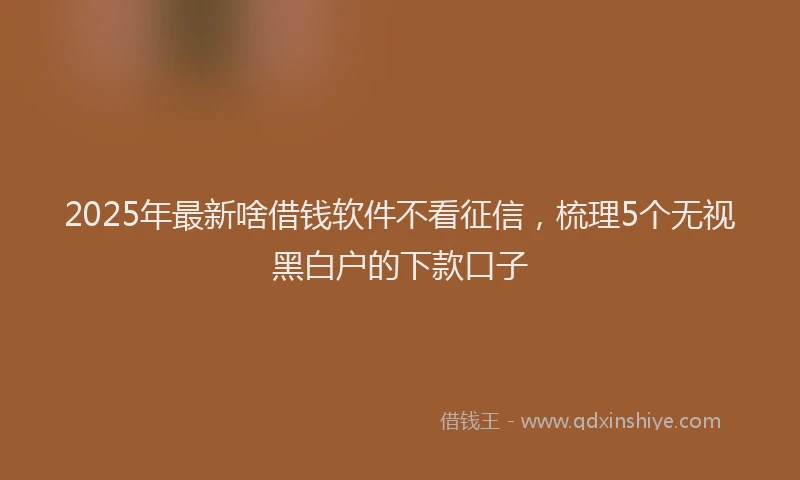 2025年最新啥借钱软件不看征信，梳理5个无视黑白户的下款口子