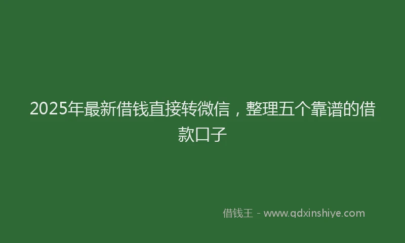 2025年最新借钱直接转微信，整理五个靠谱的借款口子