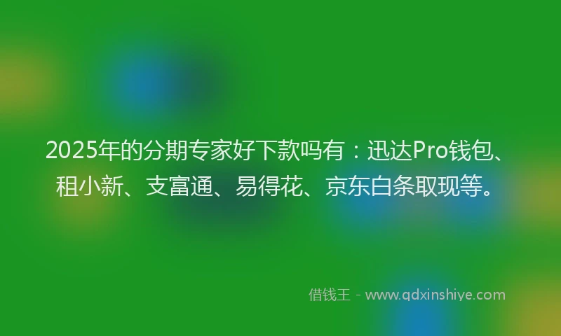2025年的分期专家好下款吗有：迅达Pro钱包、租小新、支富通、易得花、京东白条取现等。